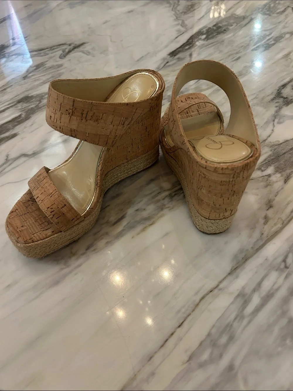 Jessica Simpson Cork Espadrille Wedge Sandals in Natural Tan